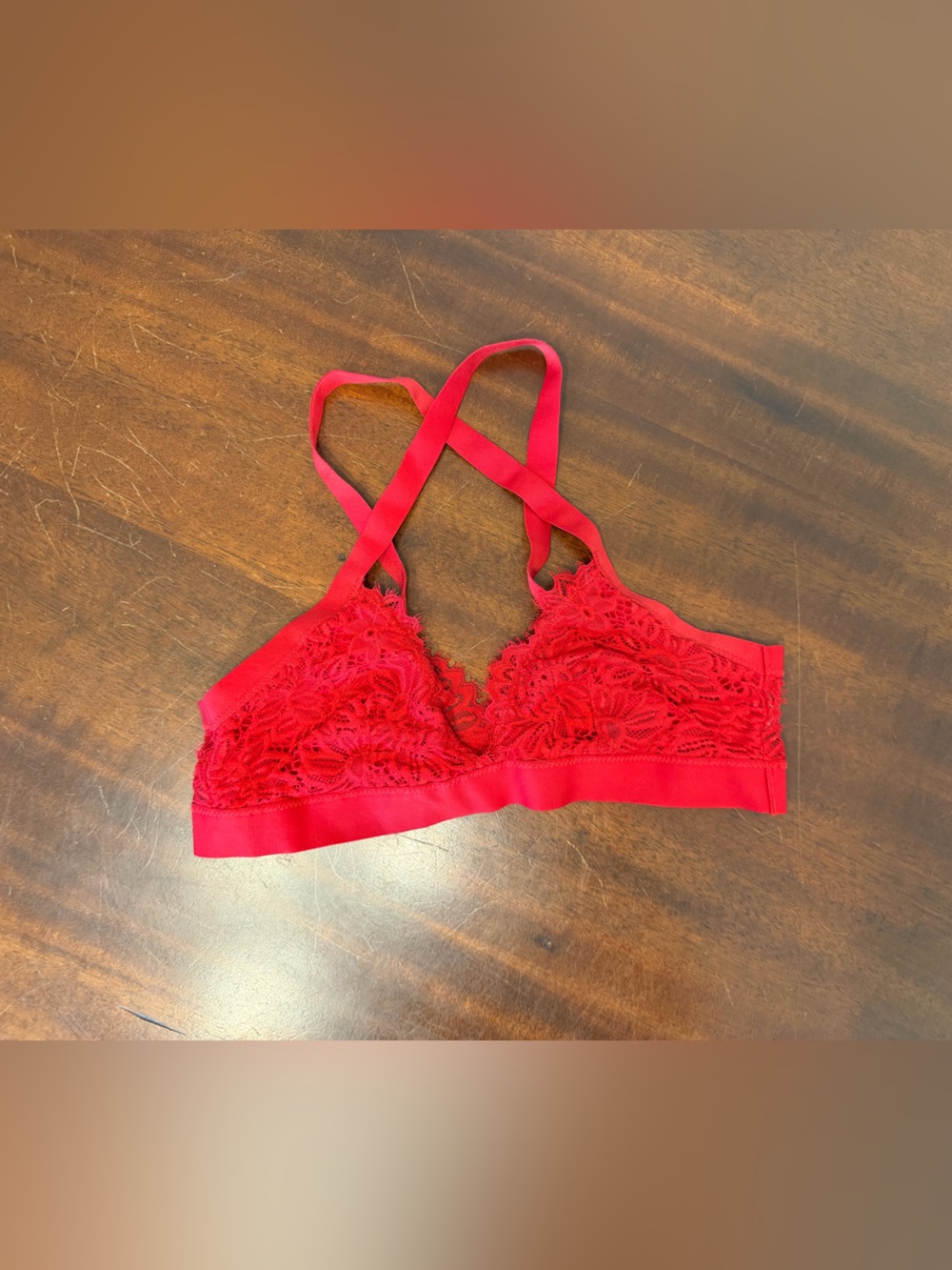 aerie Red Lace Bralette with Strappy Back